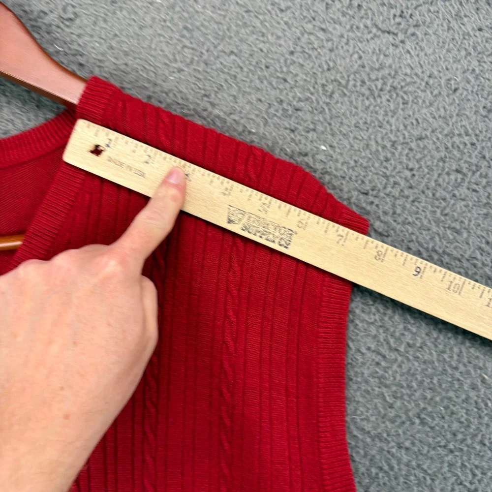 Geoffrey Beene Mens XXL Red V-Neck Cable Knit Sweater Vest 100% Acrylic RN 15810